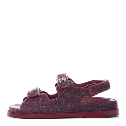 Chanel Velvet Velcro Dad Sandals 37 Pink 1 of 9