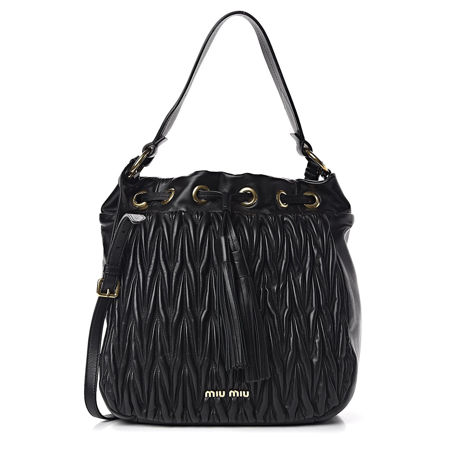 Nappa Matelasse Bucket Bag Black