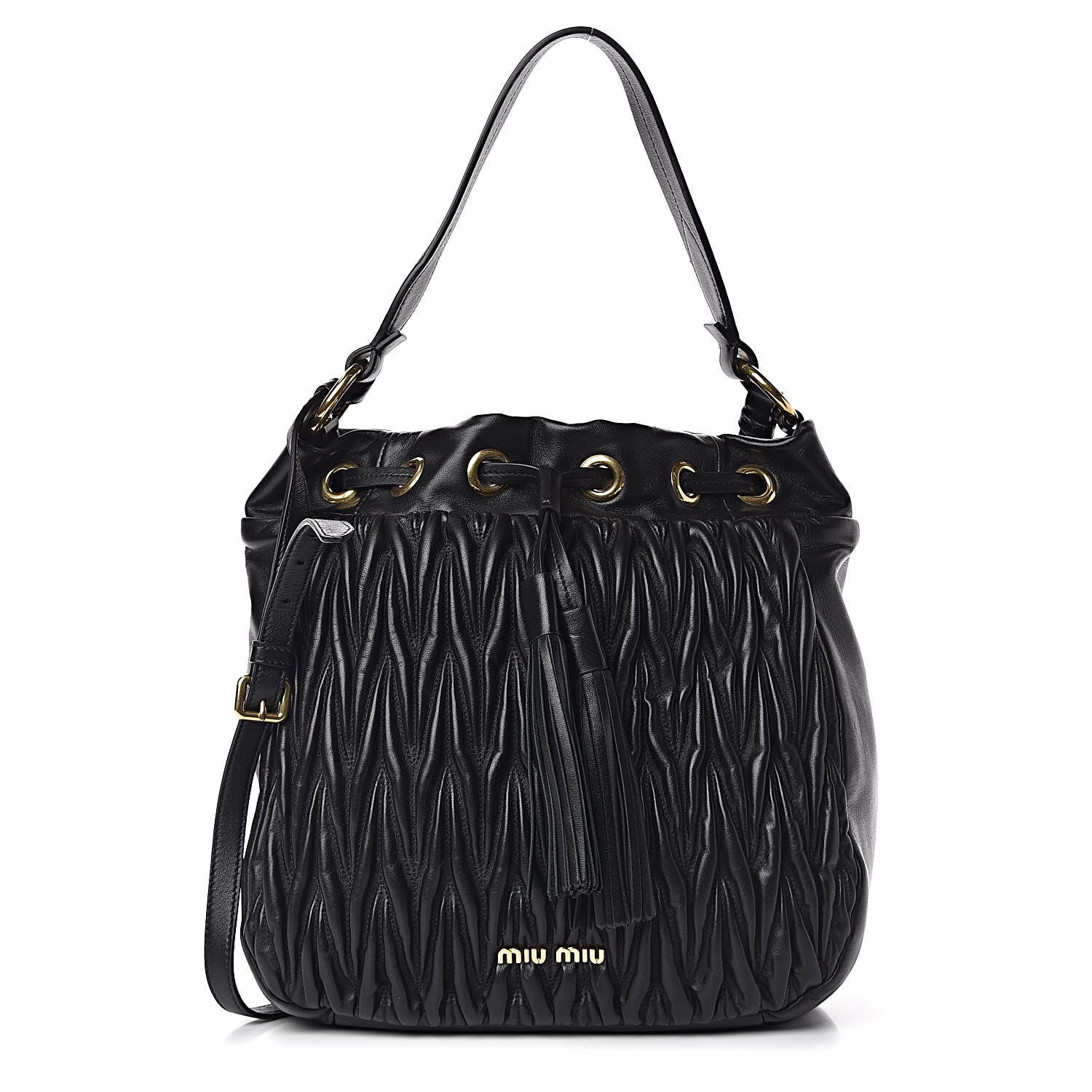 Miu Miu Nappa Matelasse Bucket Bag Black 1 of 9