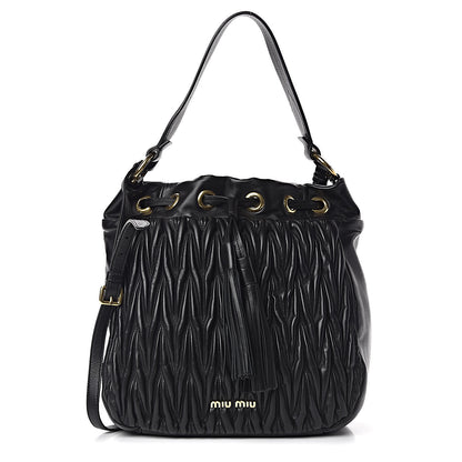 Miu Miu Nappa Matelasse Bucket Bag Black 1 of 9