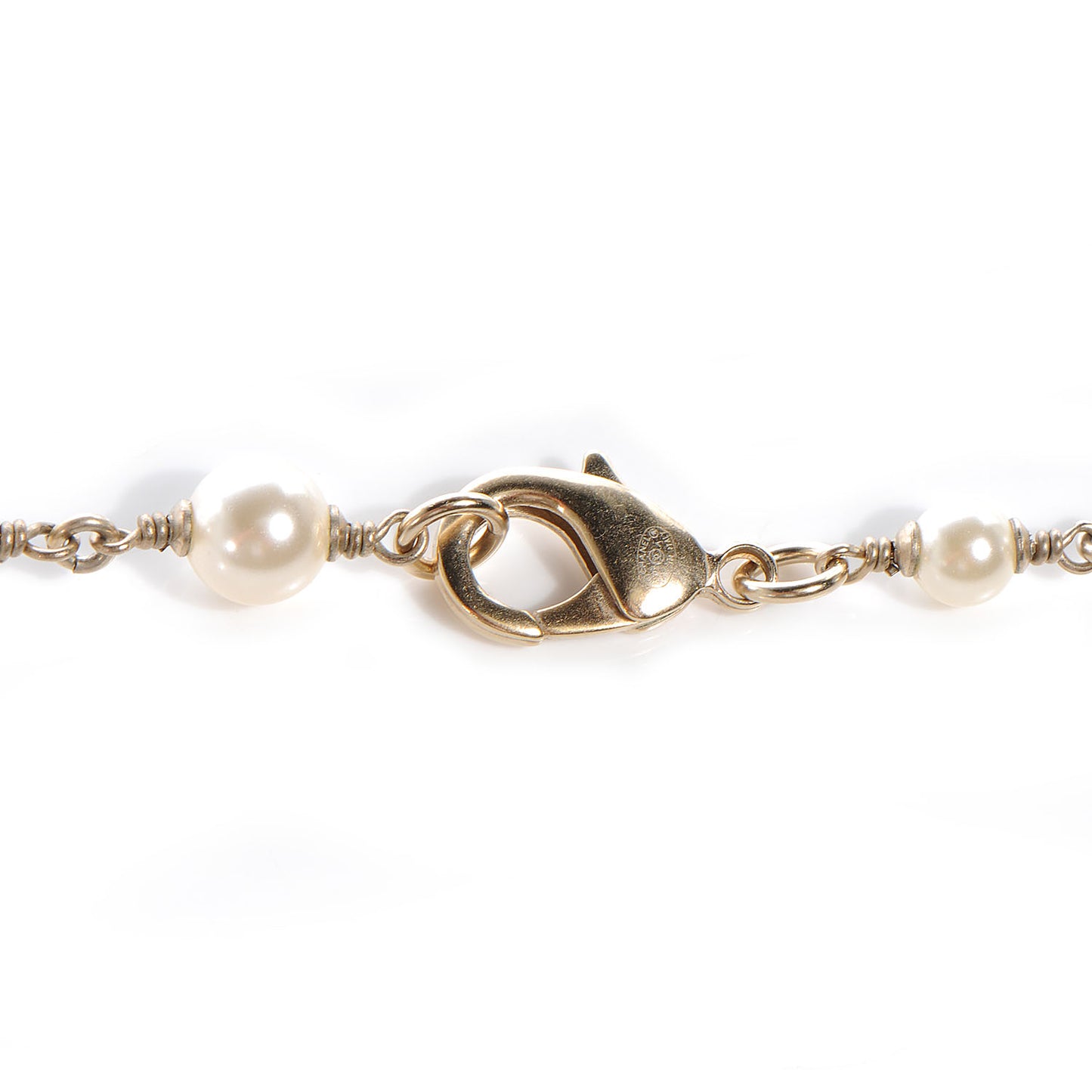 Pearl CC Long Necklace Gold