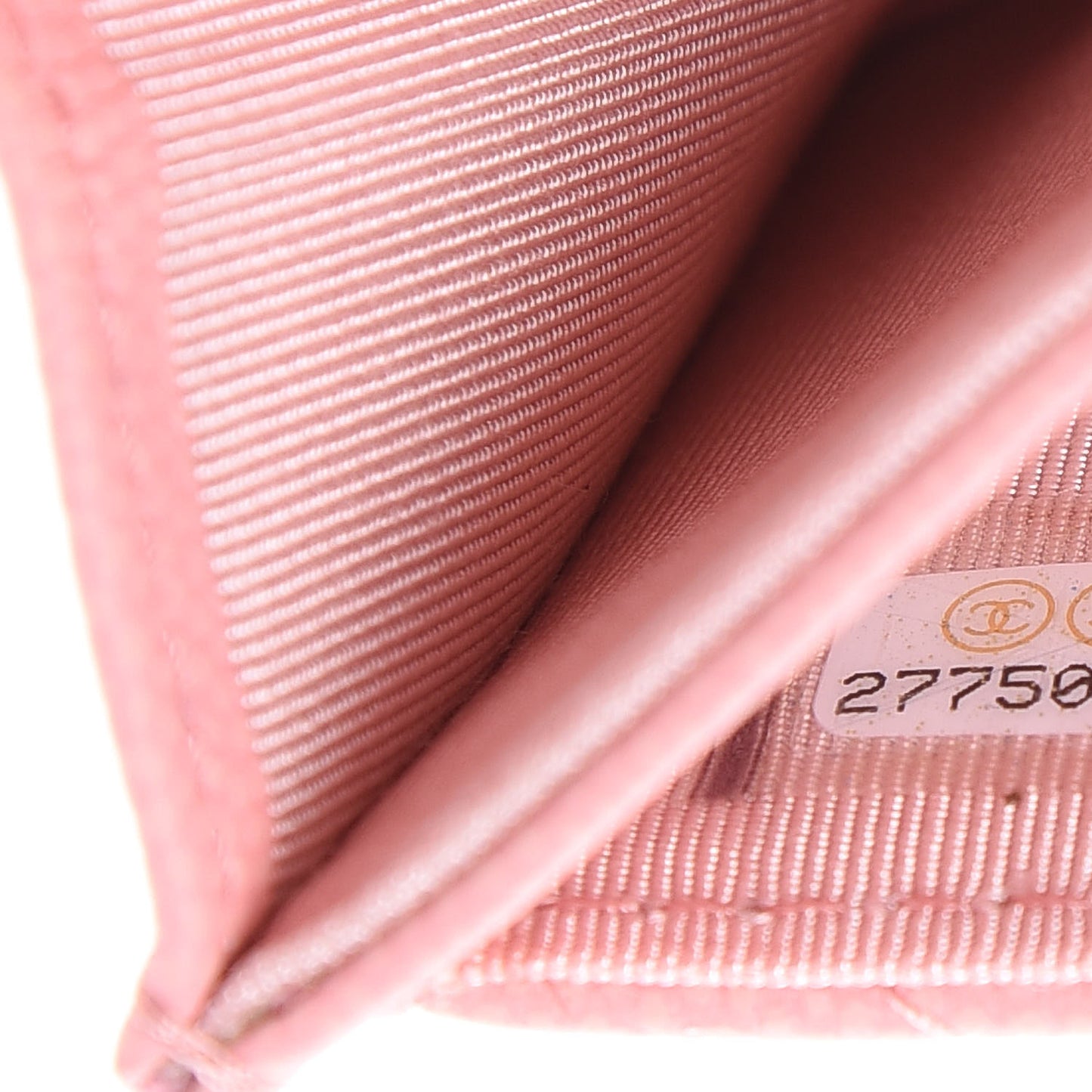 Caviar Chevron Quilted Flap Card Holder Pink