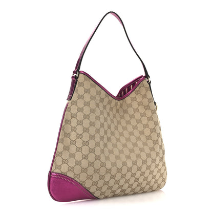 Gucci Metallic Calfskin Monogram Medium New Britt Hobo  Pink 3 of 13