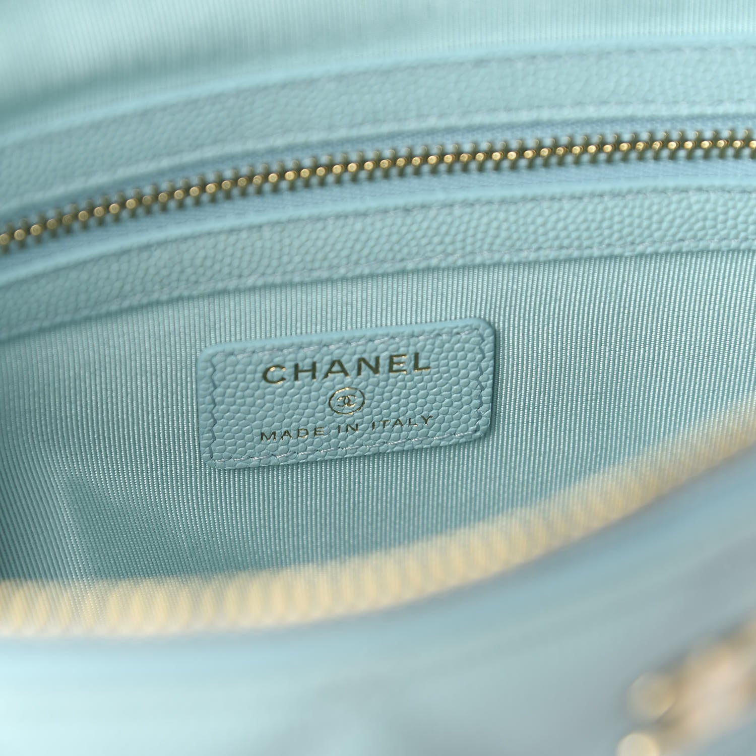 Chanel Caviar Quilted Medium Cosmetic Case Light Blue 8 of 9