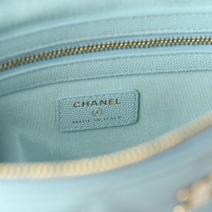 Chanel Caviar Quilted Medium Cosmetic Case Light Blue 8 of 9