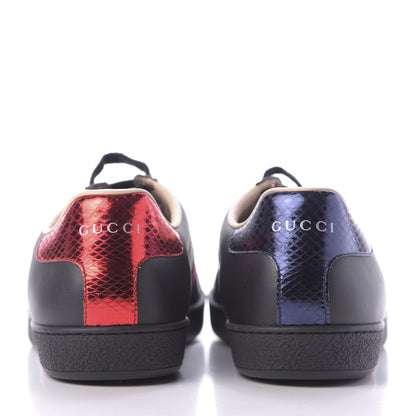 Gucci Calfskin Ayers Web Bee Embroidered Ace Sneakers 39.5 Black 5 of 10