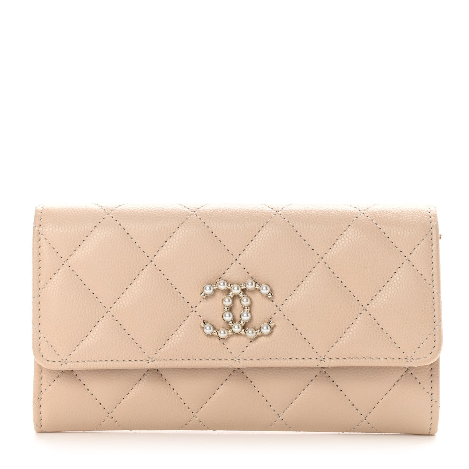 Chanel Caviar Pearl Quilted Coco Candy Wallet Beige 1 of 9