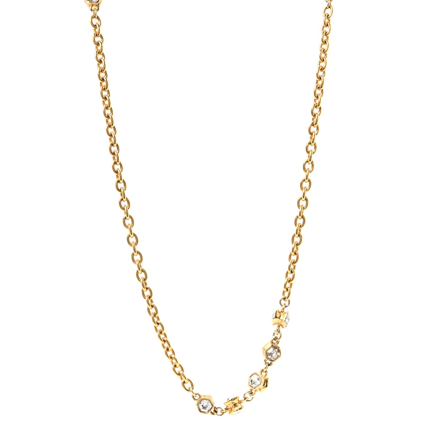 Crystal Chain Necklace Gold