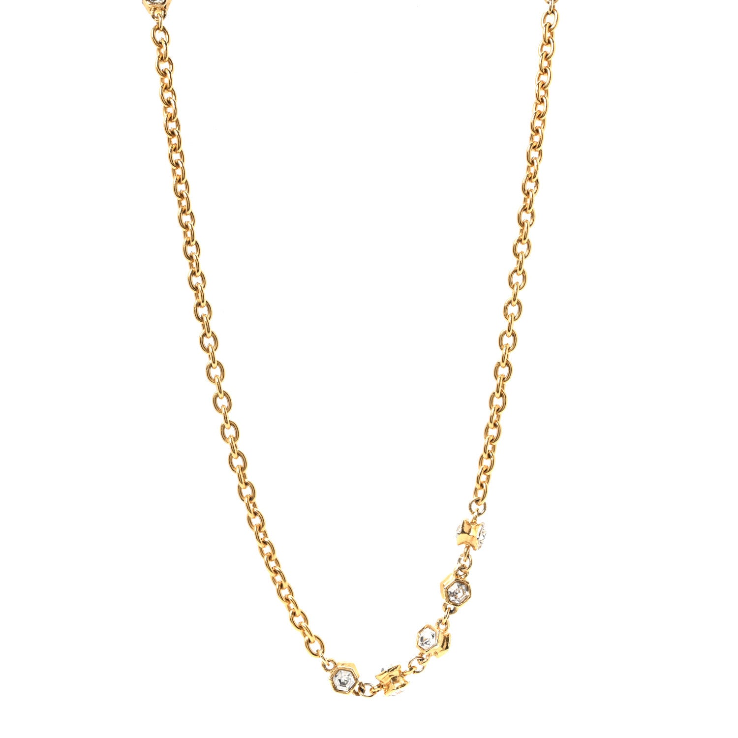Chanel Crystal Chain Necklace Gold 1 of 5