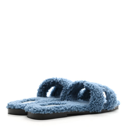 Hermes Woolskin Oran Sandals 39 Bleu 4 of 8