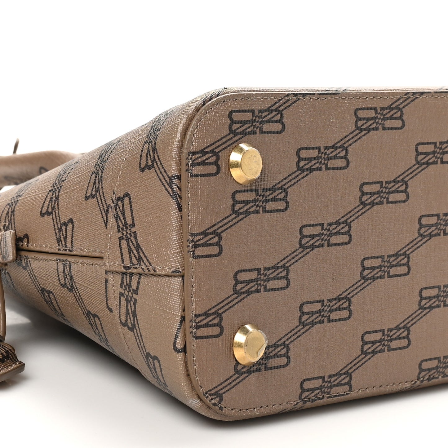 Coated Canvas BB Monogram S Ville Top Handle Bag Beige Brown