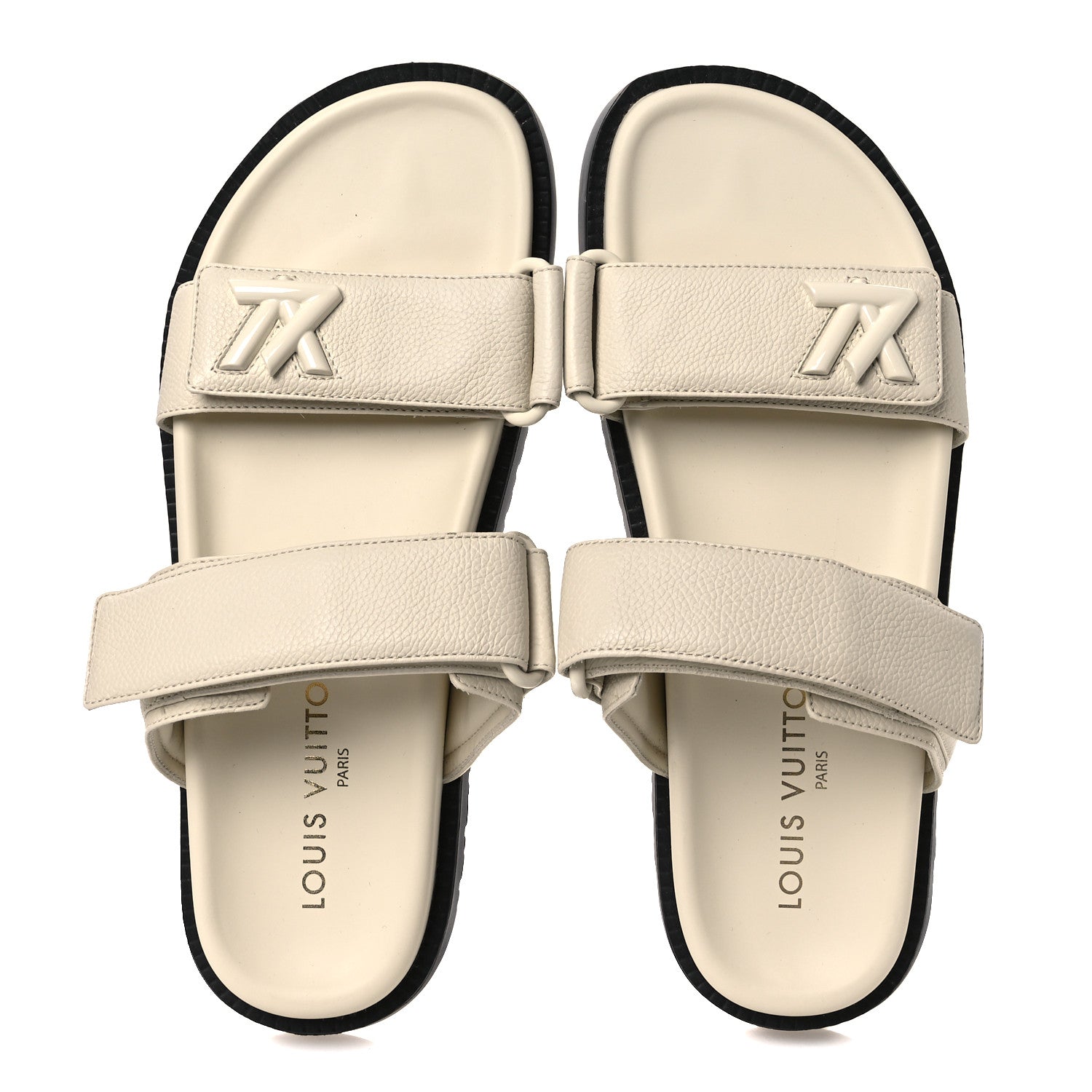 Louis Vuitton Grained Calfskin Sunset Comfort Flat Sandals 39 Light Beige 2 of 11