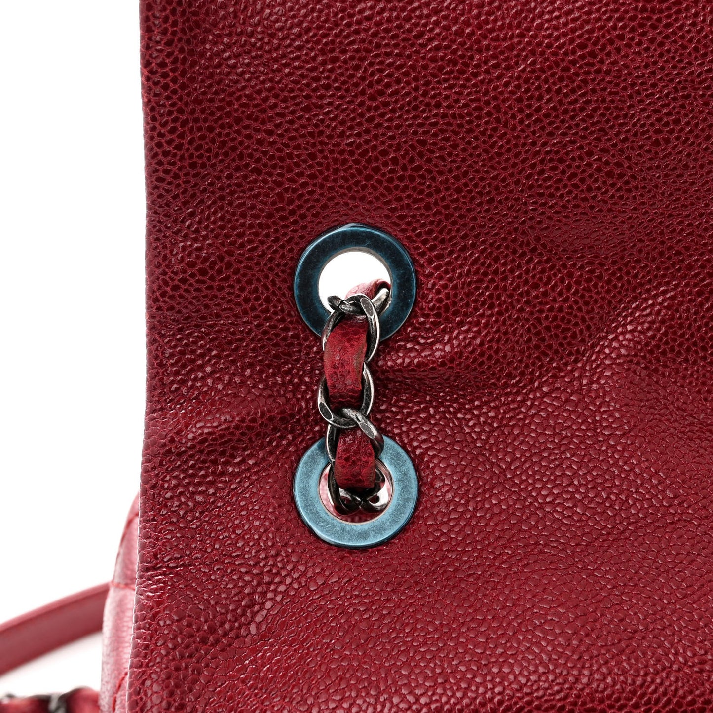 Iridescent Caviar Quilted Large Chic Flap Red