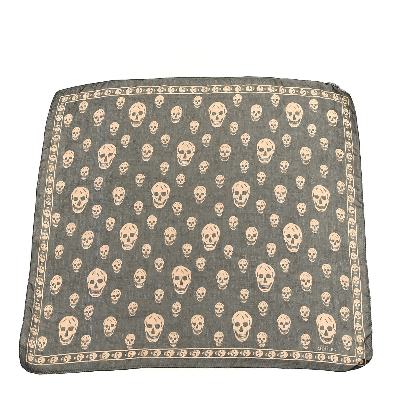 Alexander McQueen Silk Chiffon Skull Scarf Black Blush 1 of 3