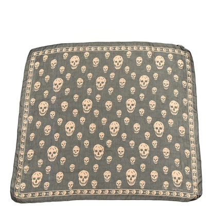 Alexander McQueen Silk Chiffon Skull Scarf Black Blush 1 of 3