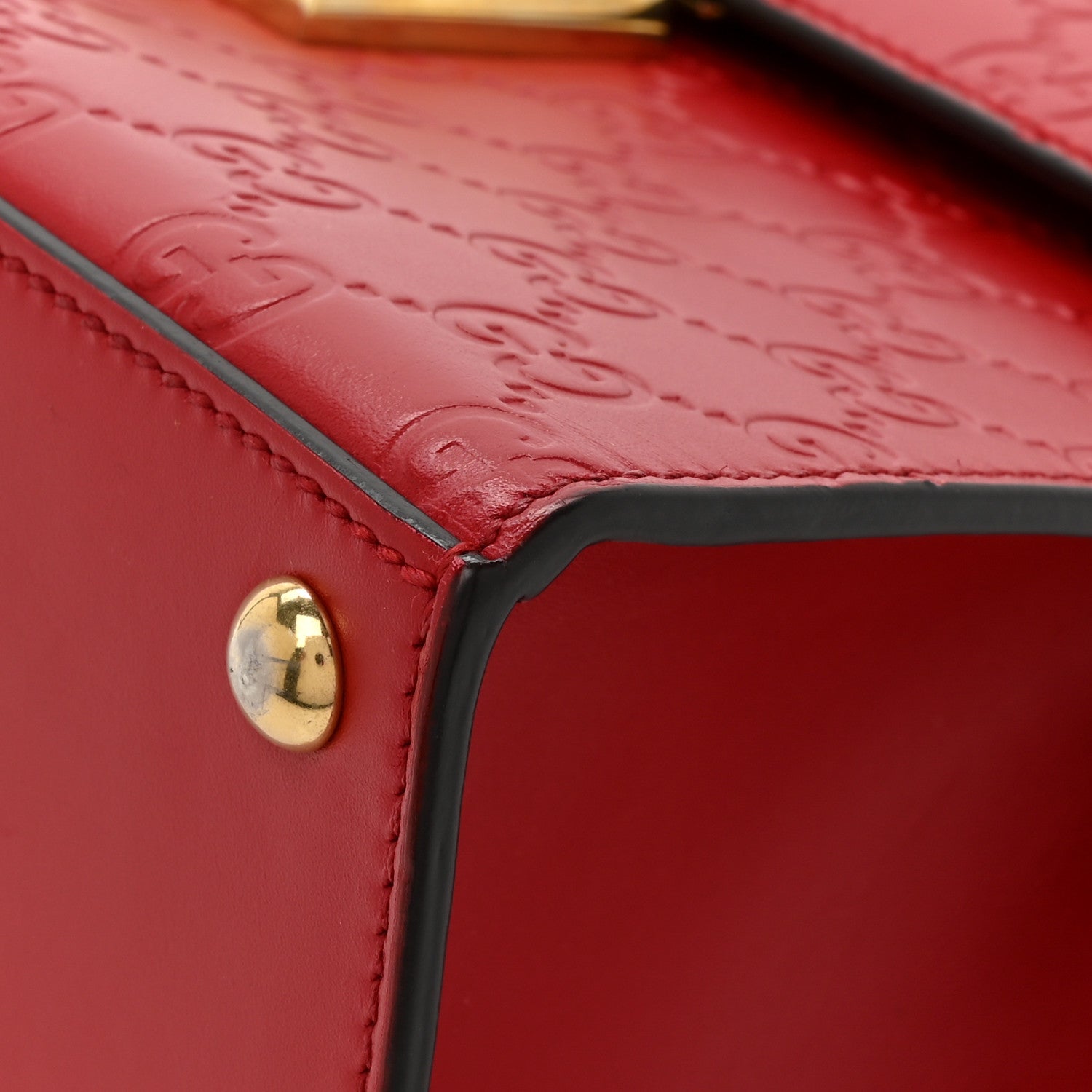 Gucci Guccissima Signature Small Padlock Top Handle Bag Hibiscus Red 10 of 11