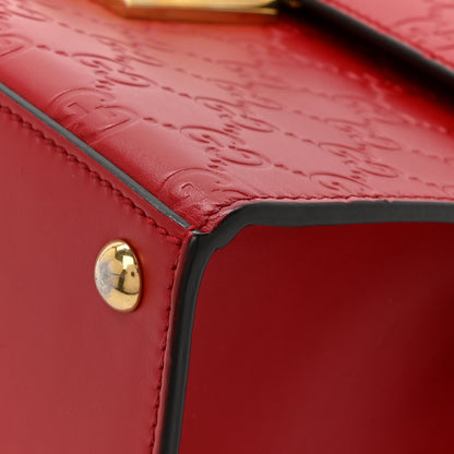 Gucci Guccissima Signature Small Padlock Top Handle Bag Hibiscus Red 10 of 11