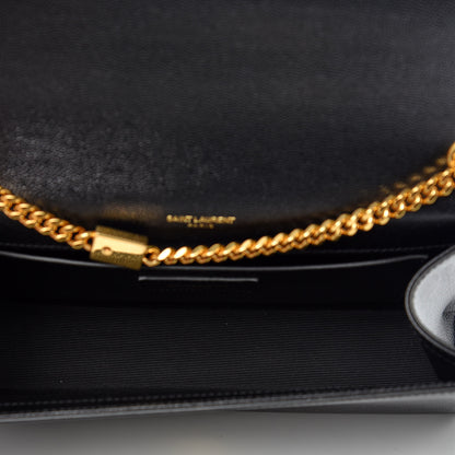 Saint Laurent Grain De Poudre Medium Classic Monogram Kate Satchel Black 7 of 9