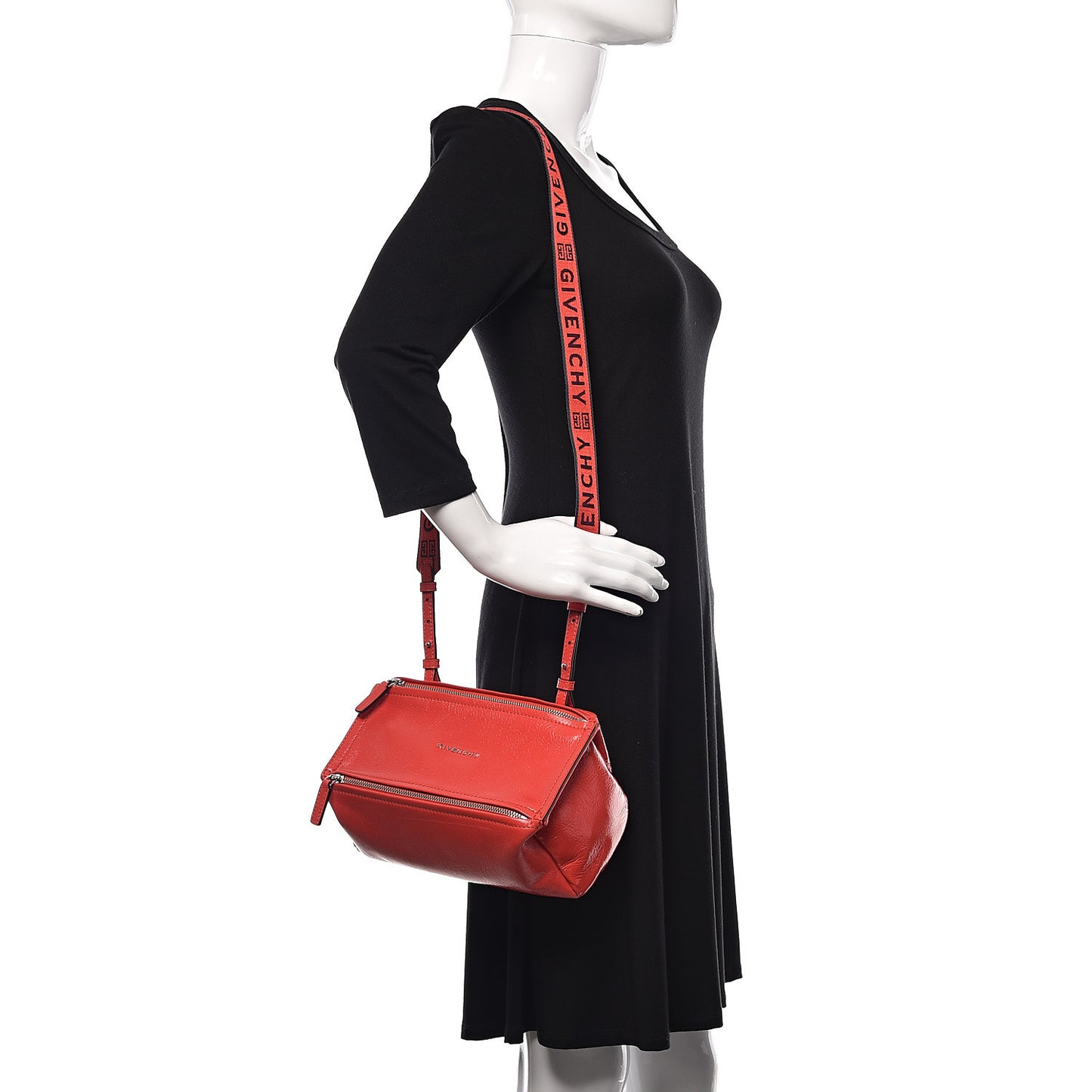 Patent Lambskin 4G Mini Pandora Pop Red