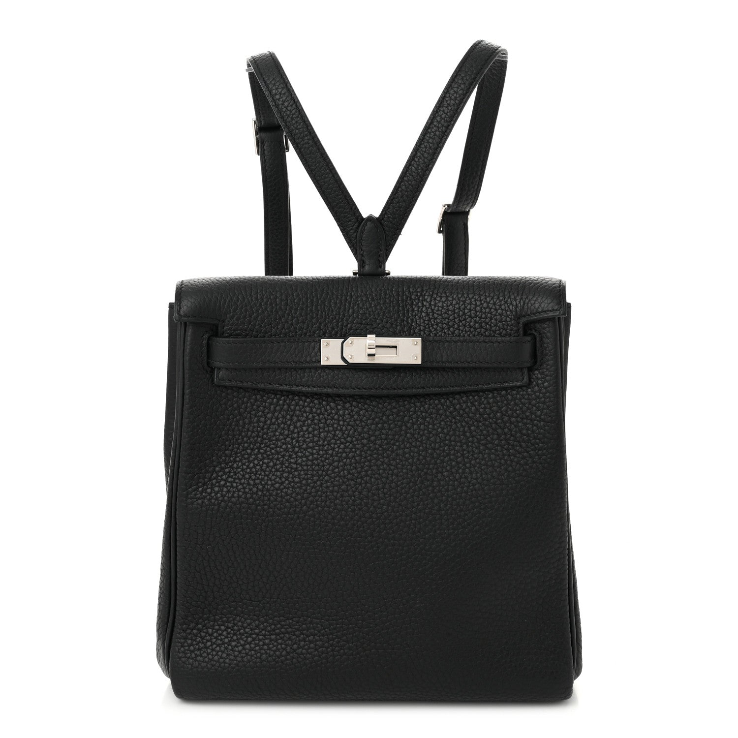 Hermes Taurillon Clemence Kelly Ado Backpack Black 1 of 10