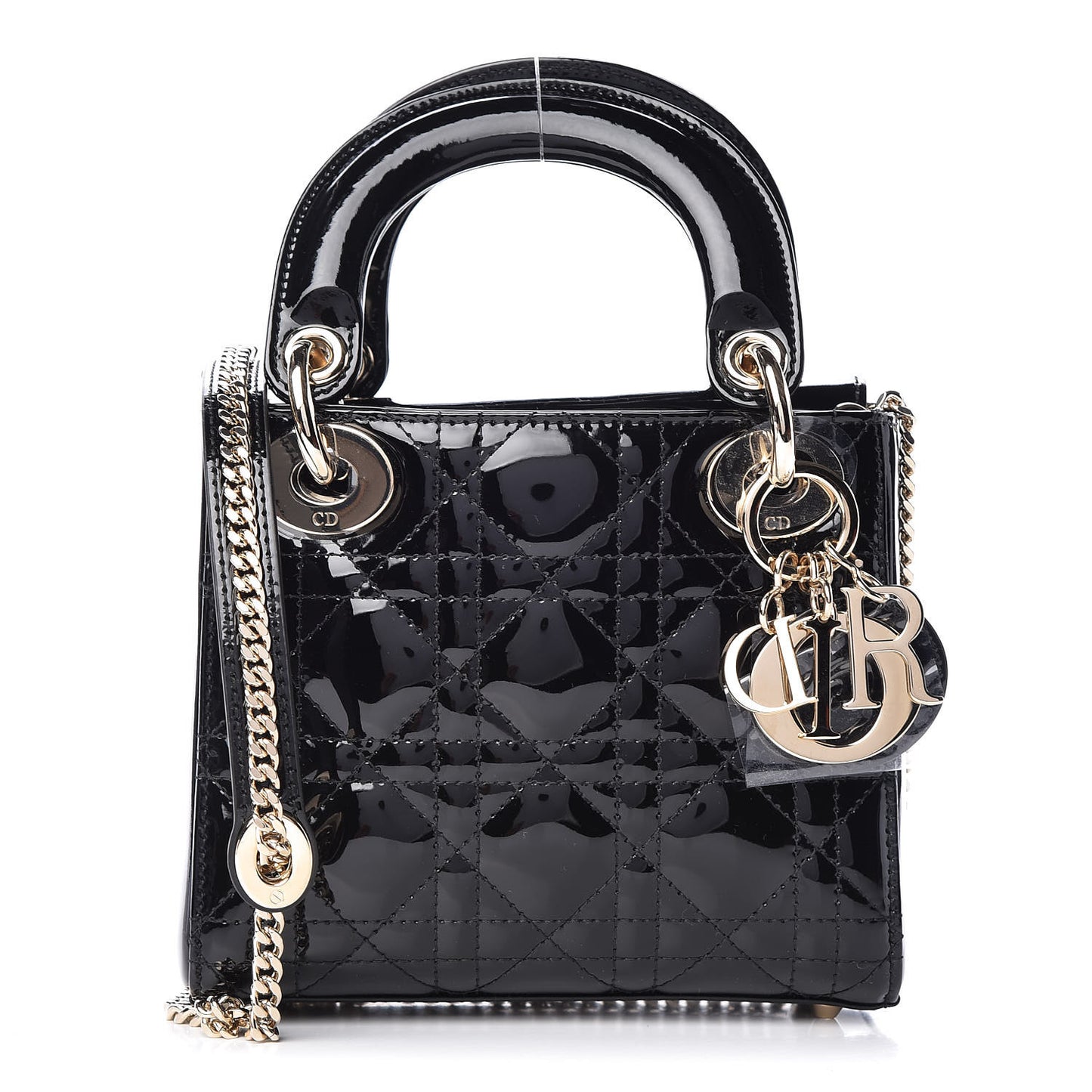Patent Cannage Mini Lady Dior Black
