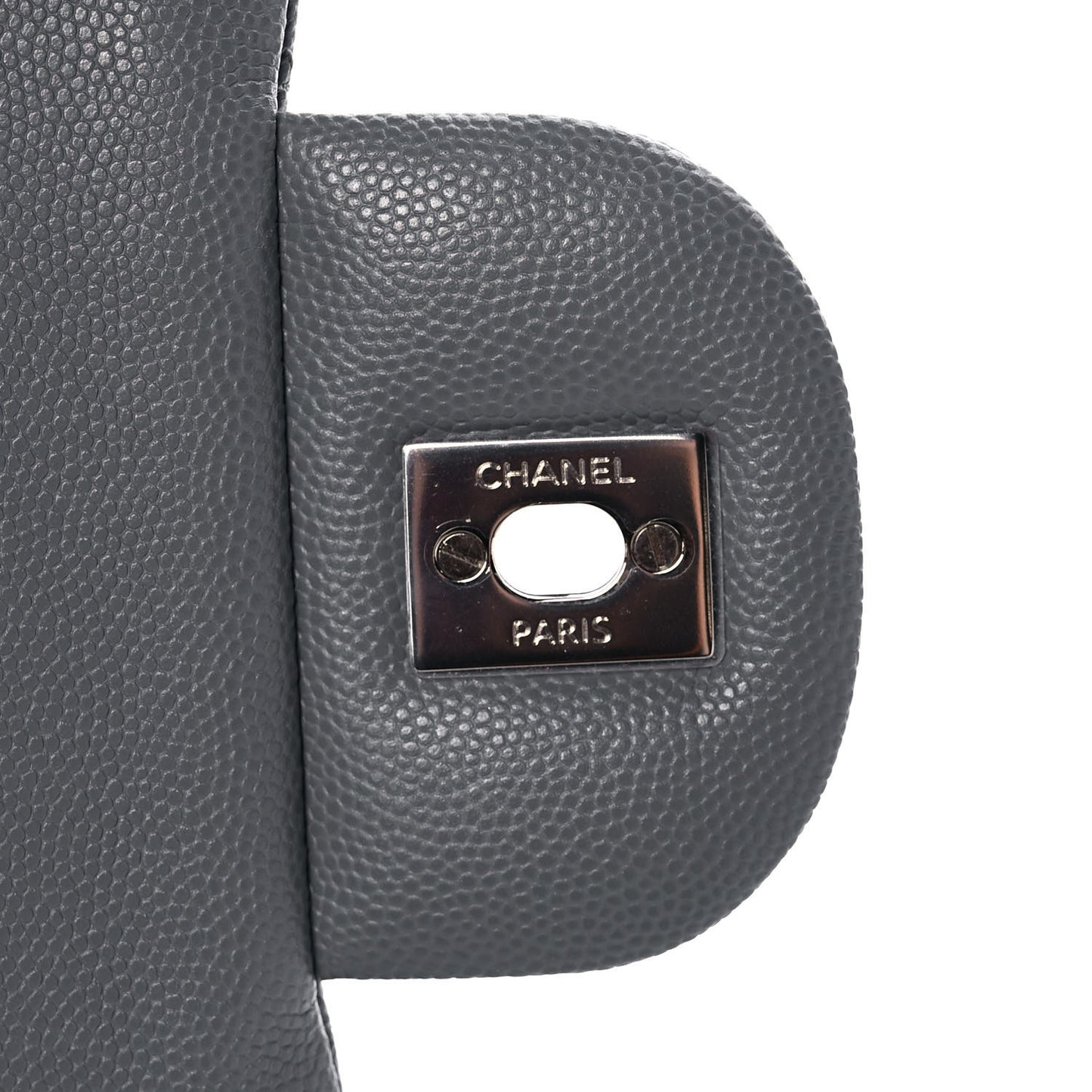 Caviar Quilted Jumbo Double Flap Grey