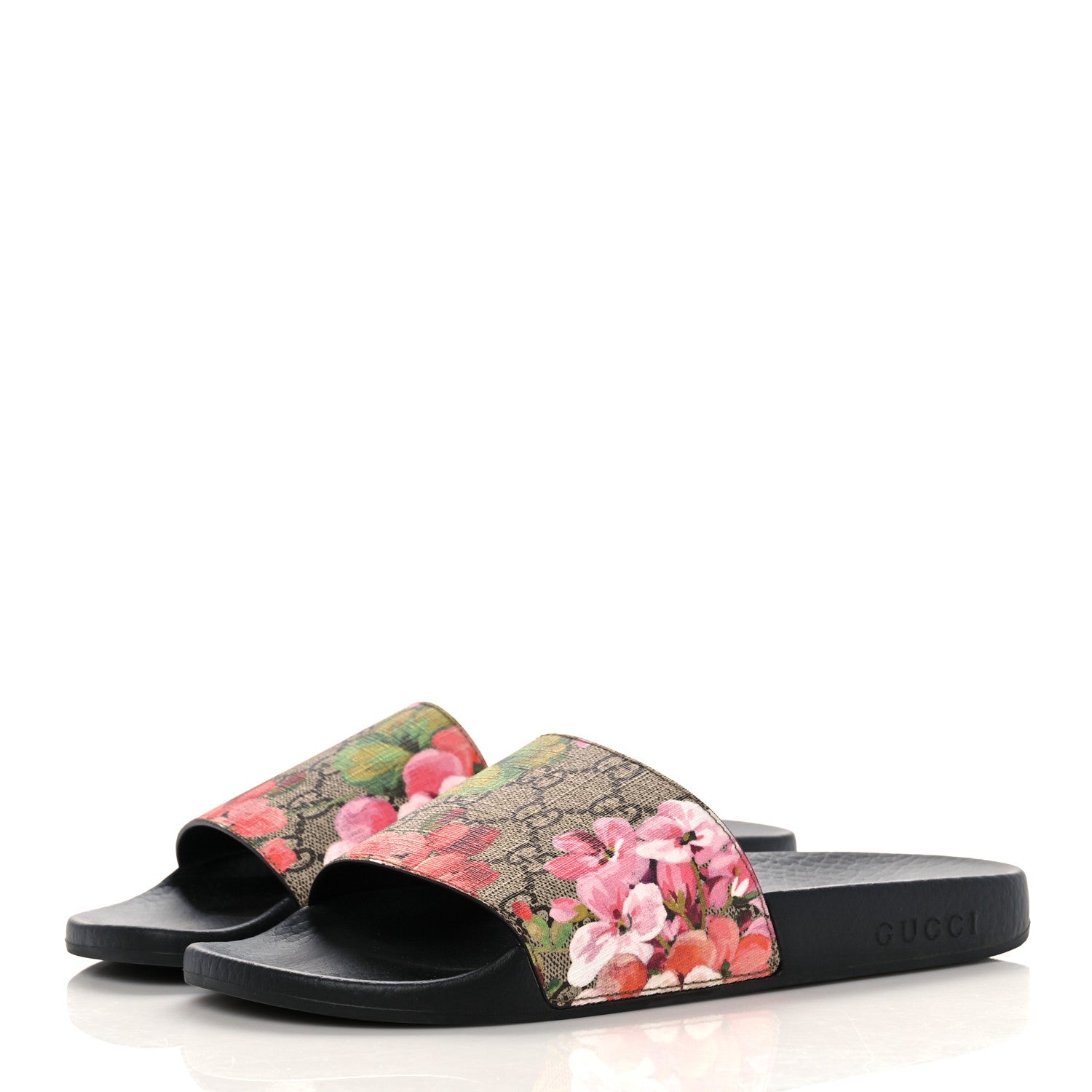 Gucci GG Supreme Monogram Blooms Slide Sandals 39 Beige Multicolor 3 of 8