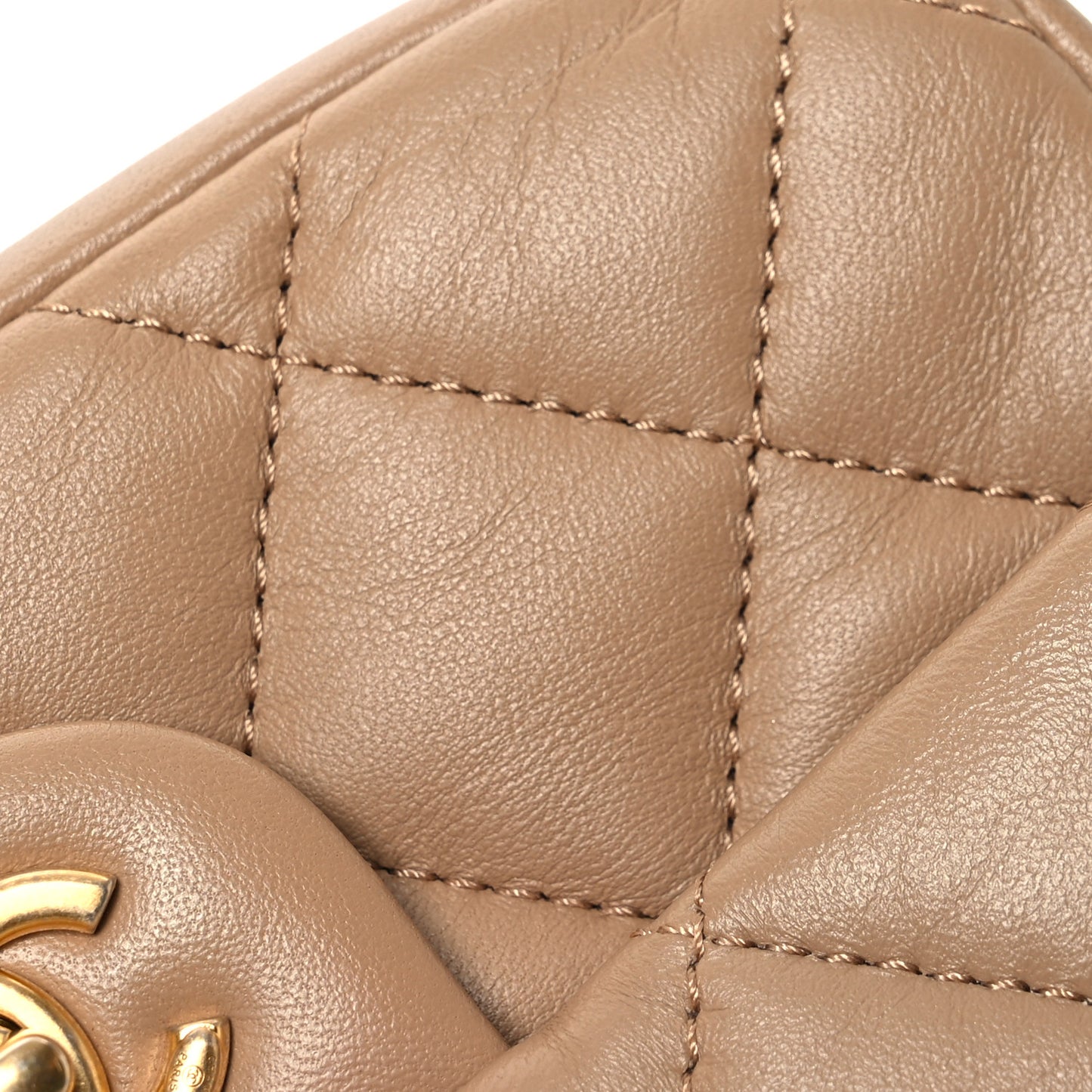 Lambskin Quilted Mini Heart Charms Flap Beige