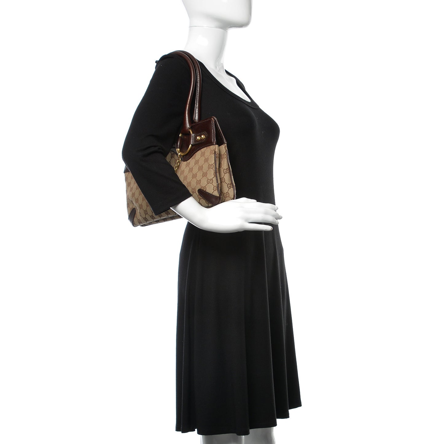 Monogram Horsebit Chain Shoulder Bag Brown