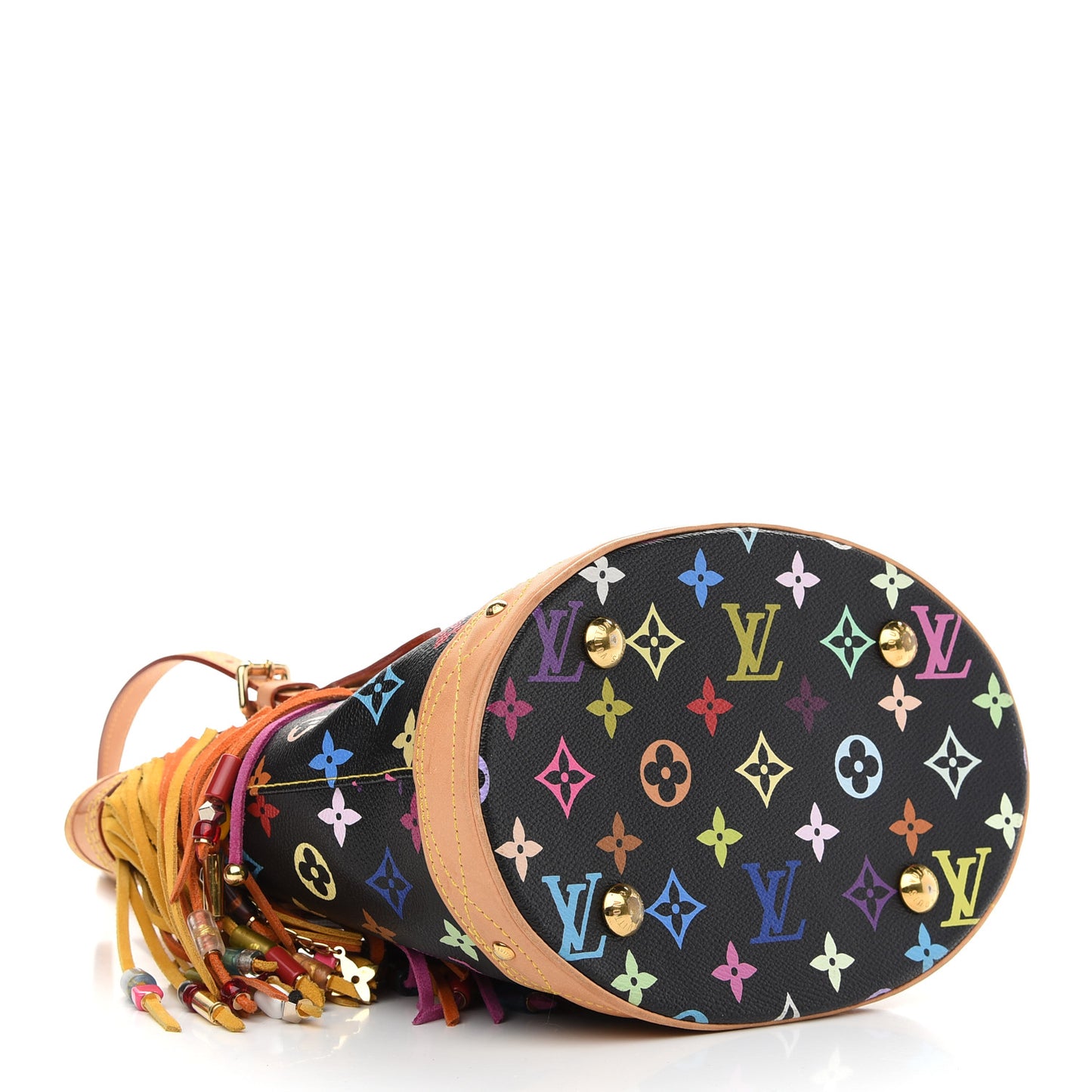 Monogram Multicolor Fringe Bucket Black