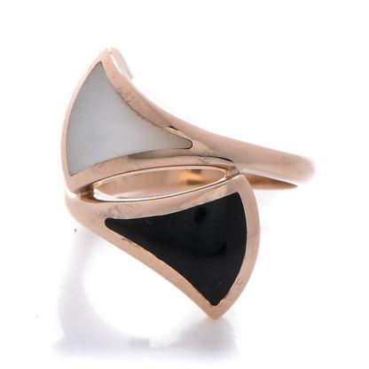 Bulgari 18K Rose Gold Black Onyx Mother of Pearl Divas' Dream Ring 50 5.5 1 of 6