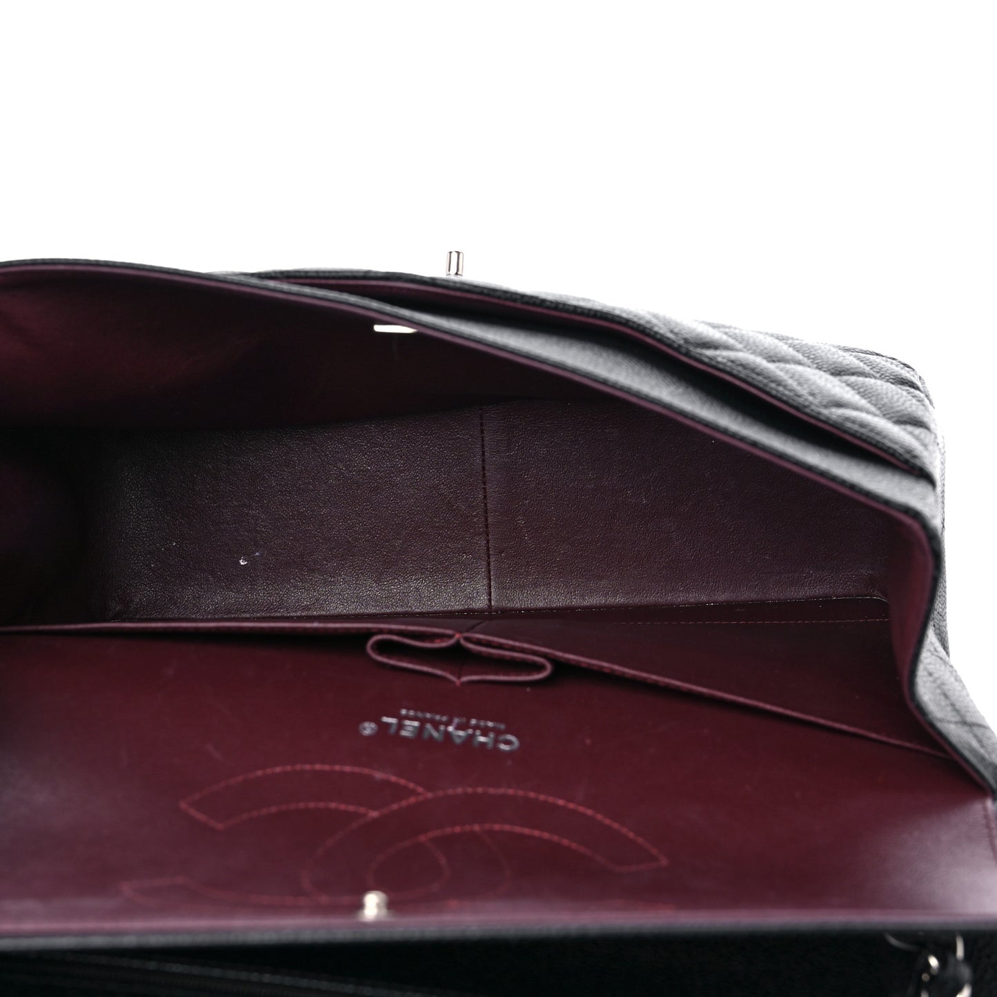 Caviar Quilted Jumbo Double Flap Black
