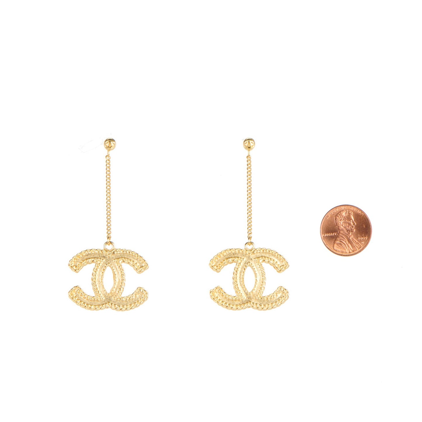 CC Drop Earrings Matte Gold