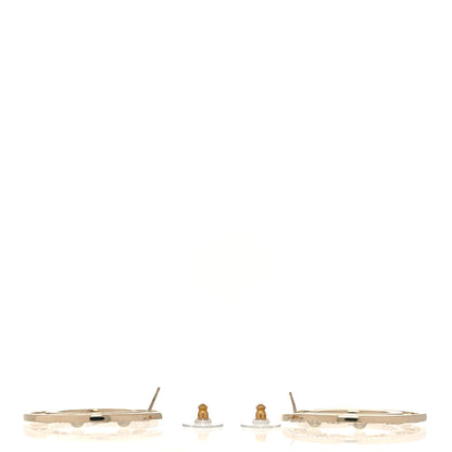 Chanel Crystal Pearl Bow-tiful CC Hoop Earrings Gold 3 of 5