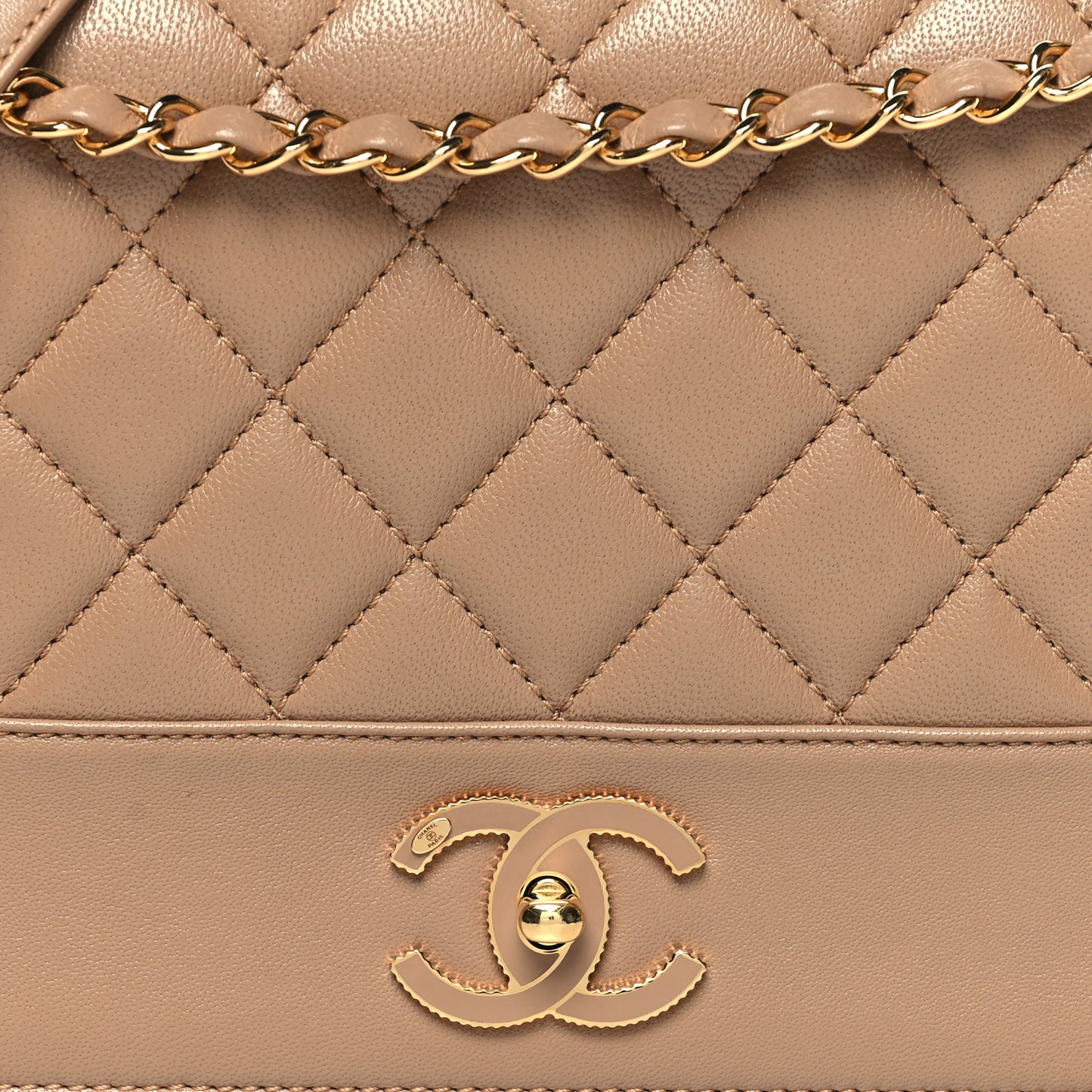 Sheepskin Quilted Vintage Mademoiselle Flap Beige