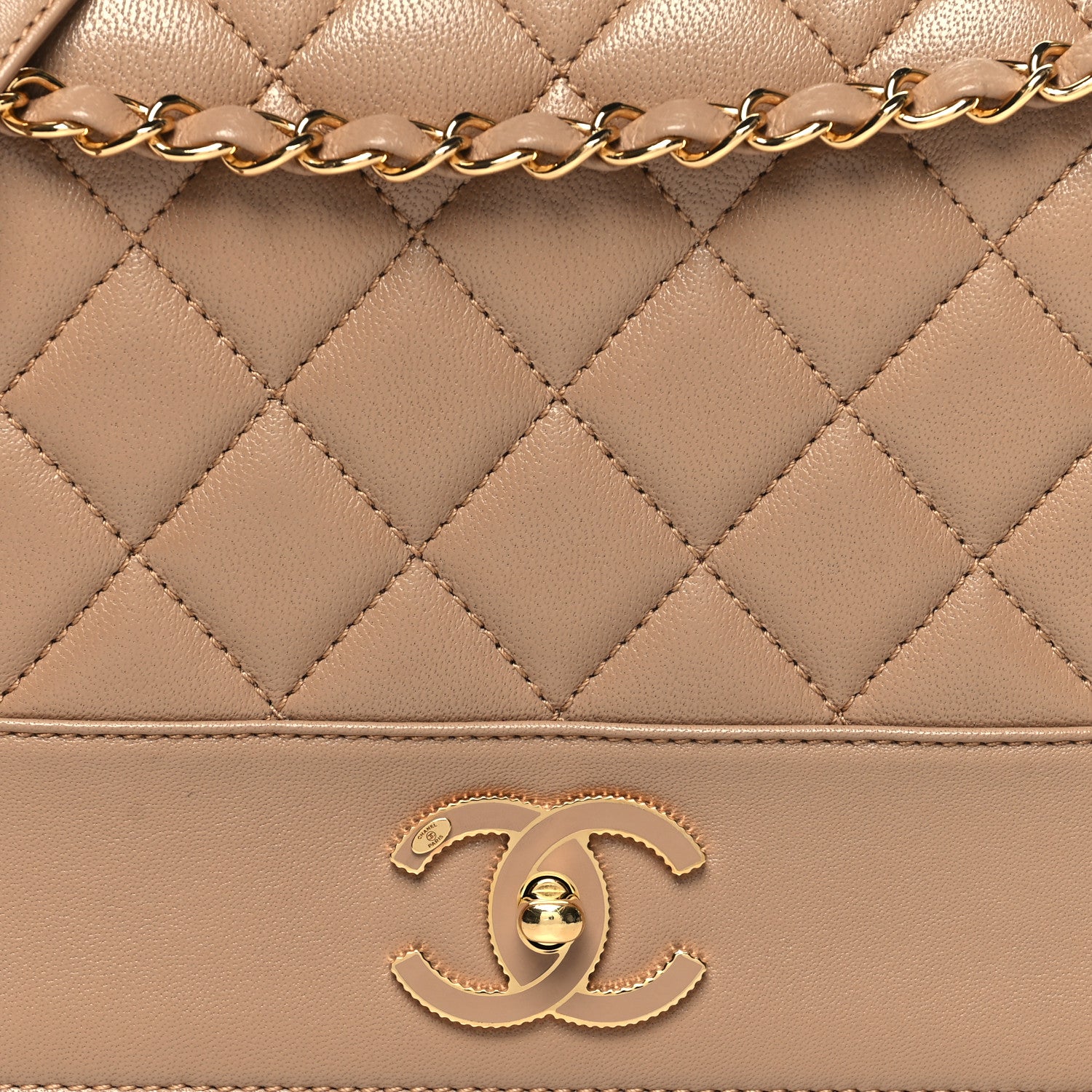 Chanel Sheepskin Quilted Vintage Mademoiselle Flap Beige 8 of 11