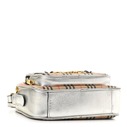 Burberry Smooth Calfskin 1983 Knight Check Link Camera Bag Silver 4 of 13