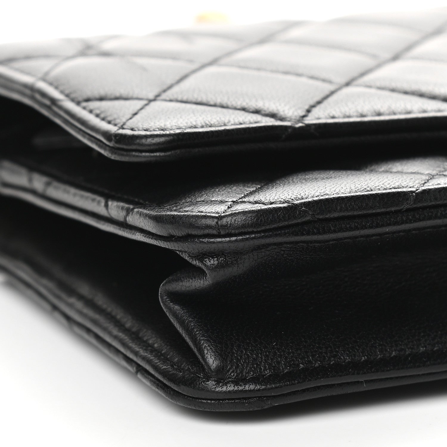 Chanel Lambskin Quilted CC Pearl Crush Wallet on Chain WOC Black 9 of 10