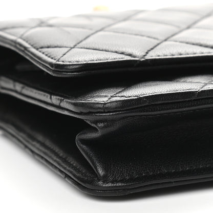 Chanel Lambskin Quilted CC Pearl Crush Wallet on Chain WOC Black 9 of 10