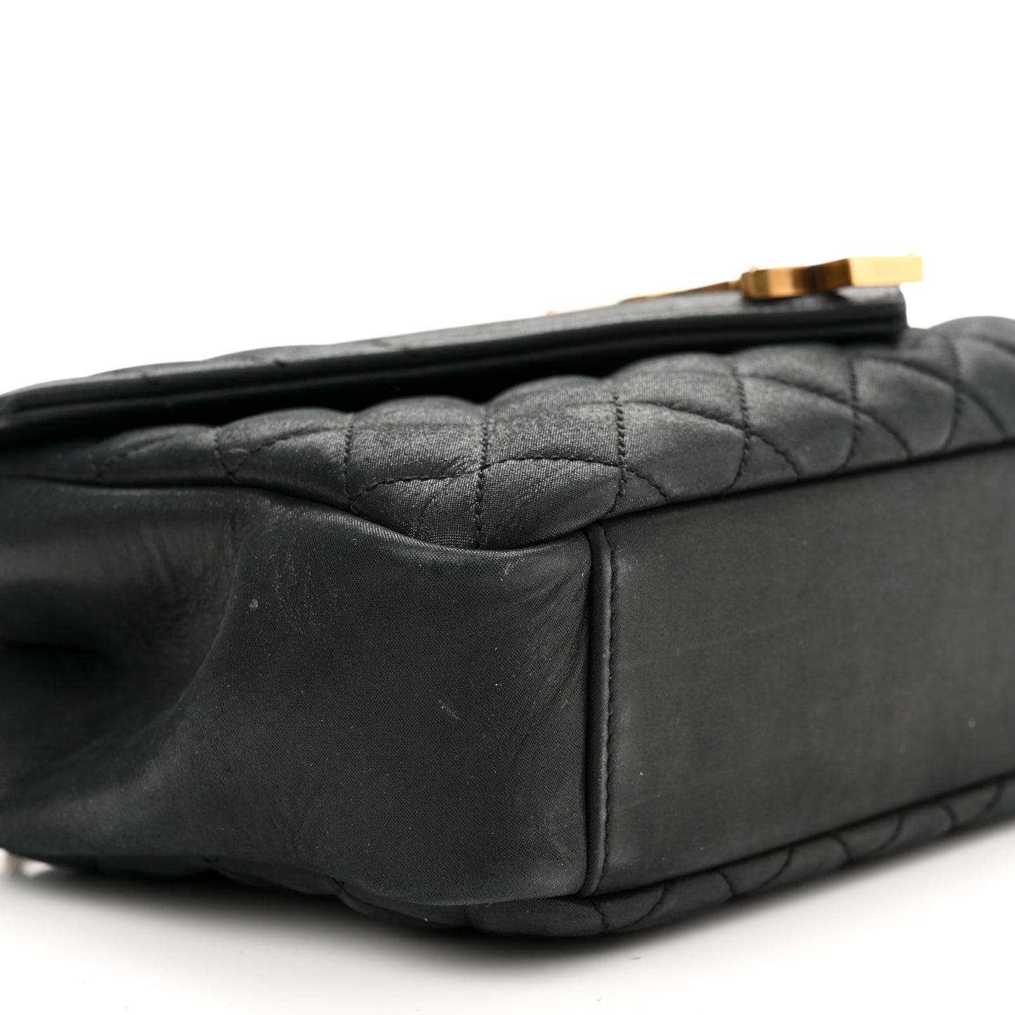 Iridescent Calfskin Tri-Quilt Monogram Medium College Bag Black