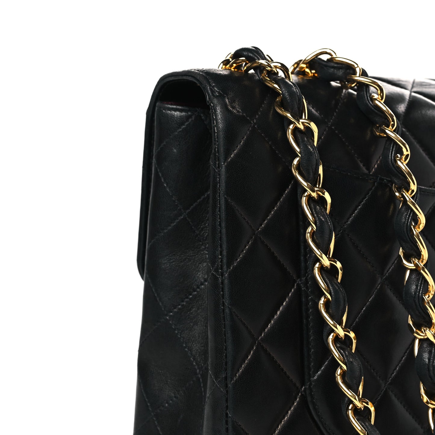 Lambskin Quilted Jumbo Single Flap Black