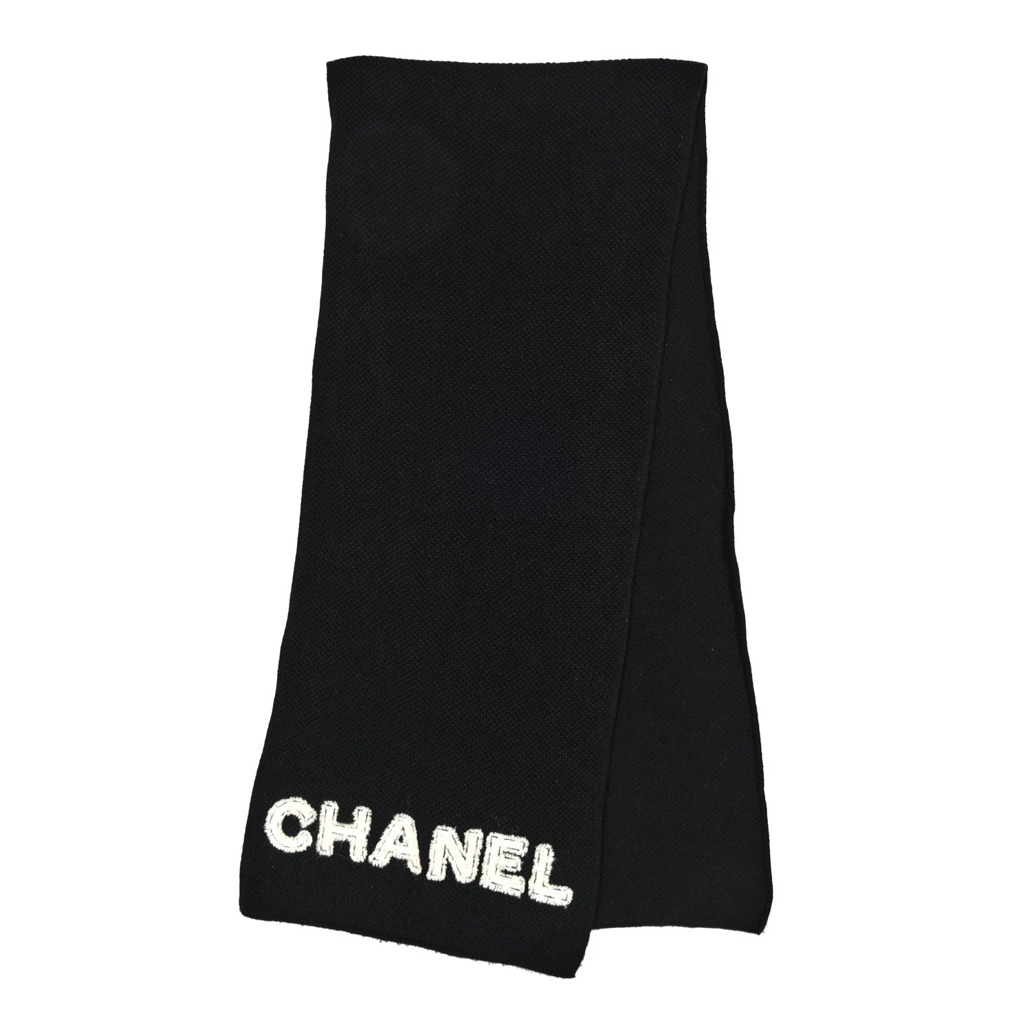 Chanel Cashmere Logo Stole Black White 2 of 4