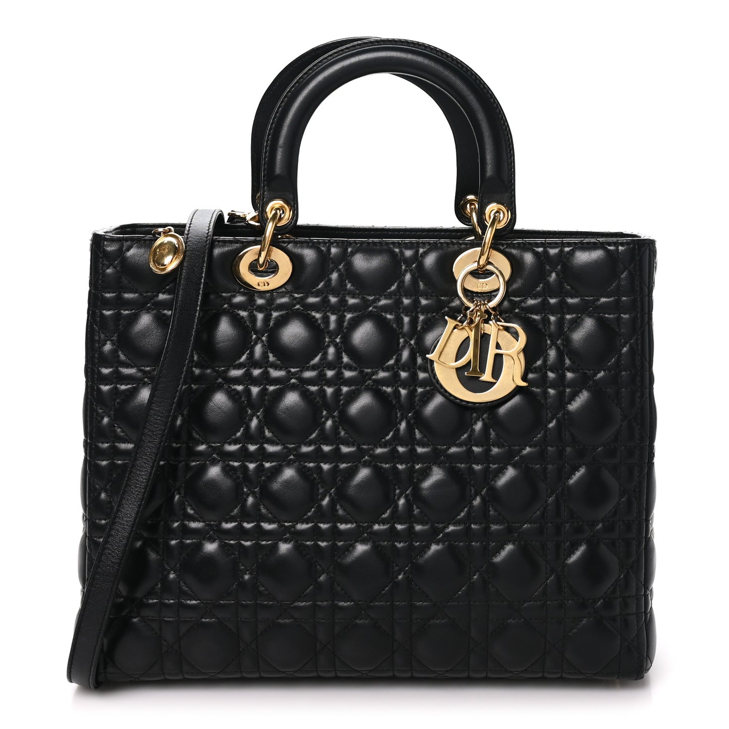 Lambskin Cannage Large Lady Dior Black