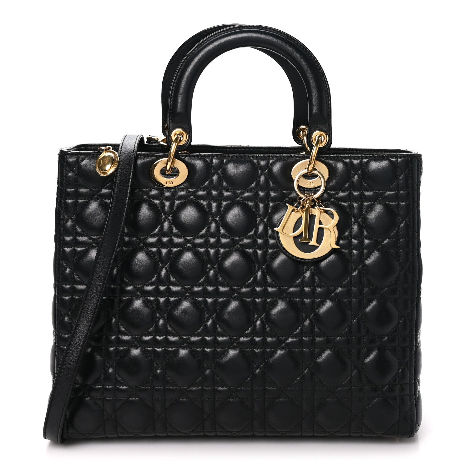 Christian Dior Lambskin Cannage Large Lady Dior Black 1 of 10