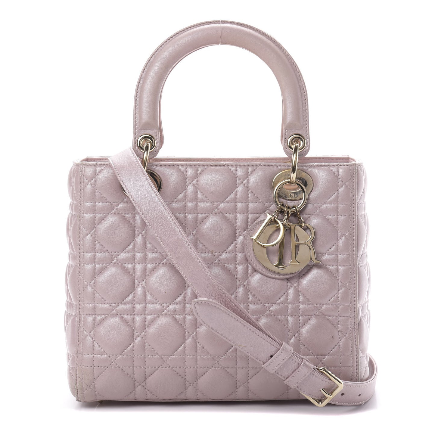 Pearly Lambskin Cannage Medium Lady Dior Lotus
