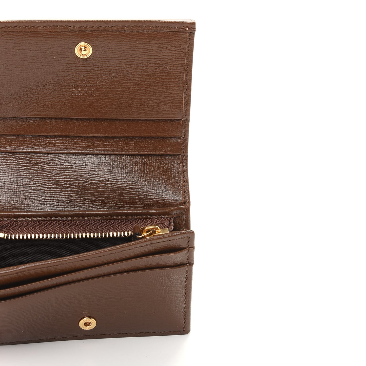 GG Supreme Monogram Horsebit 1955 Card Case Wallet Beige Ebony Brown Sugar
