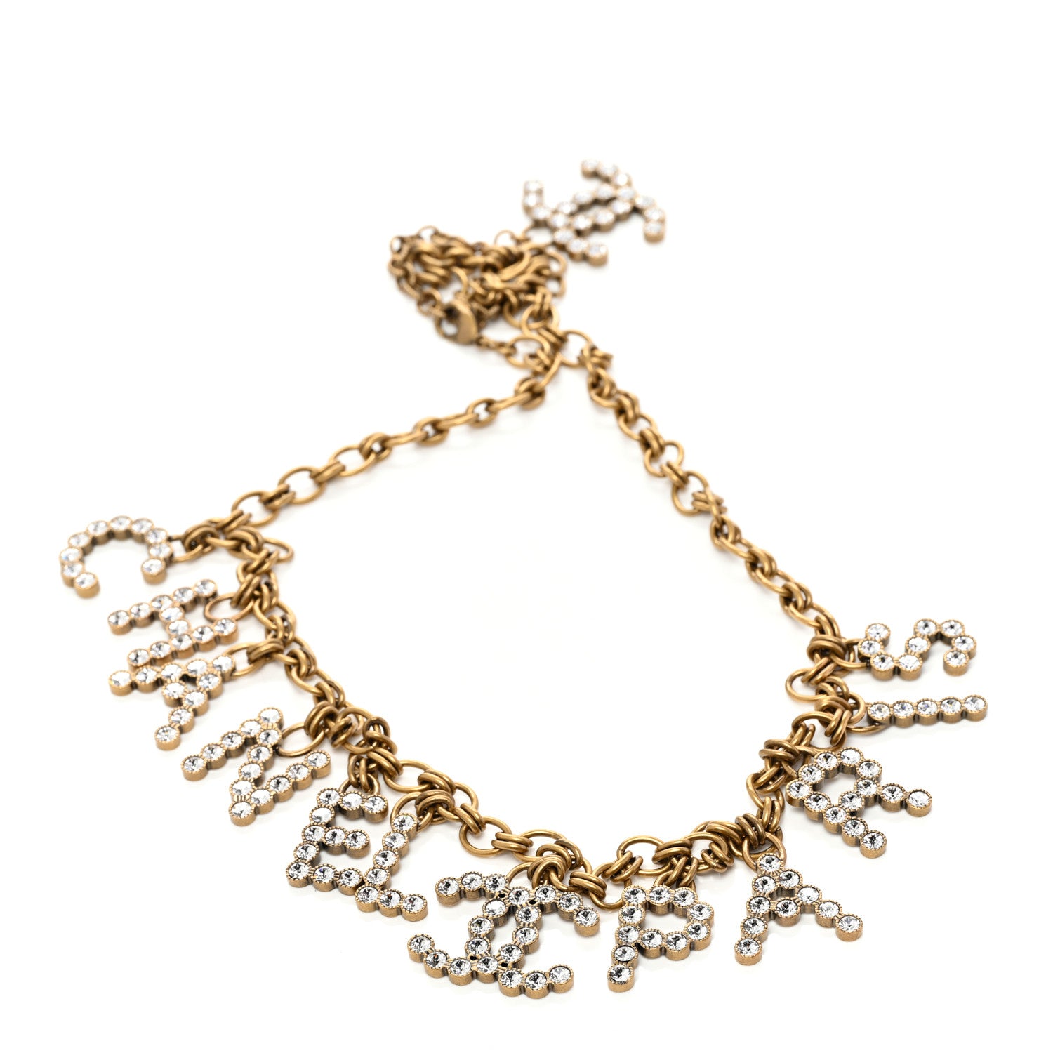 Chanel Crystal City of Lights Letter Chain Belt Gold 3 of 6