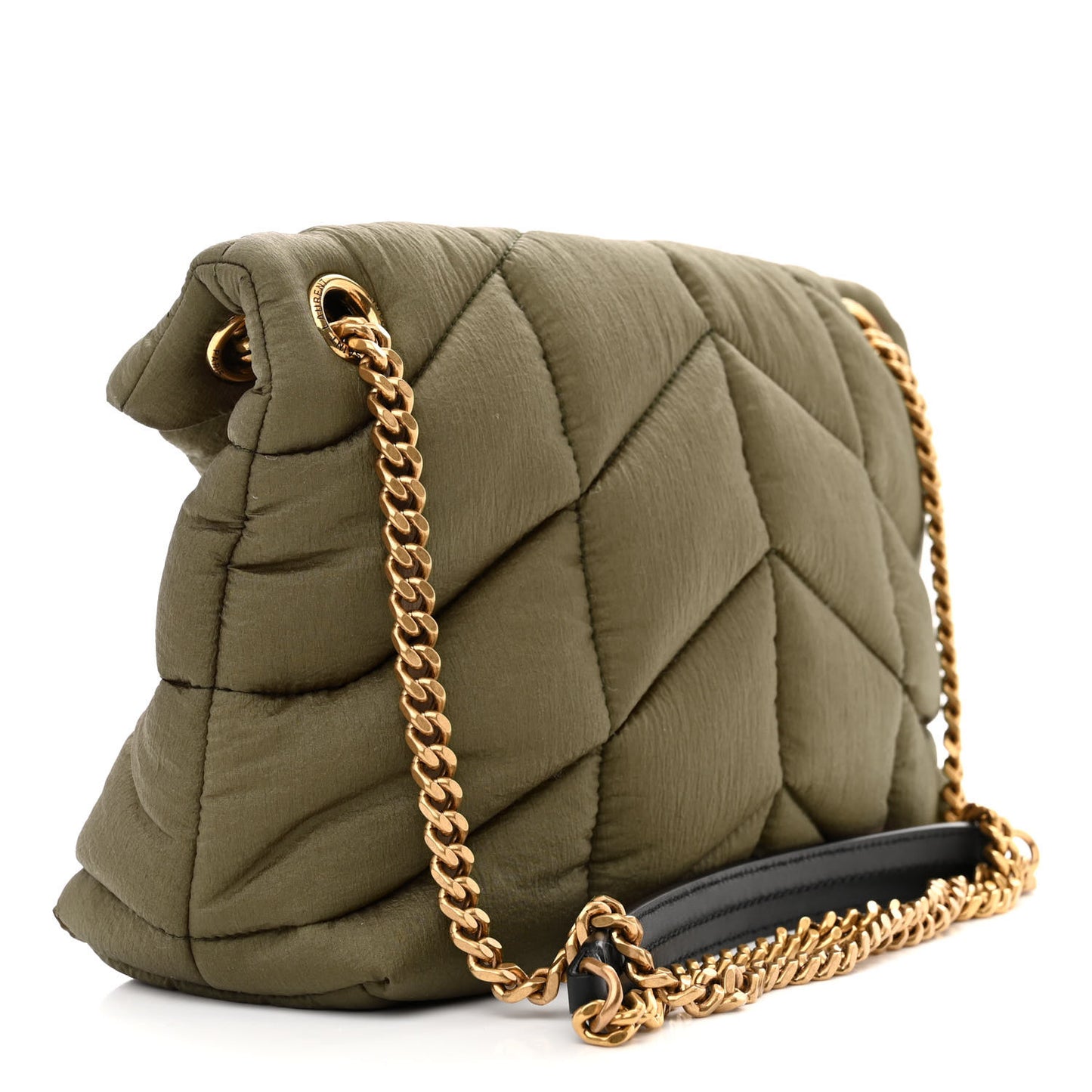 Nylon Quilted Small Loulou Puffer Monogram Chain Satchel Military Green