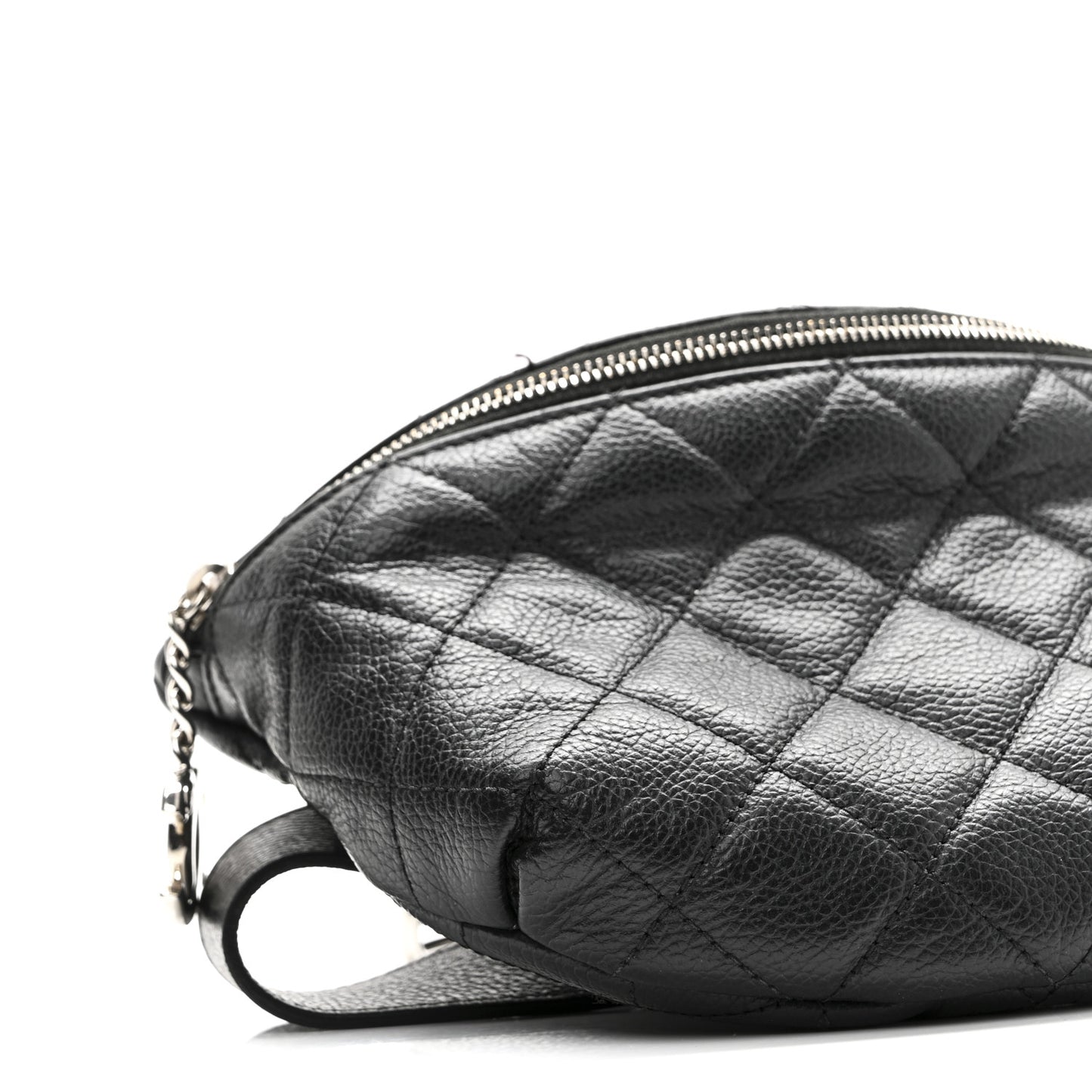 Grained Calfskin Quilted Waist Belt Bag Black