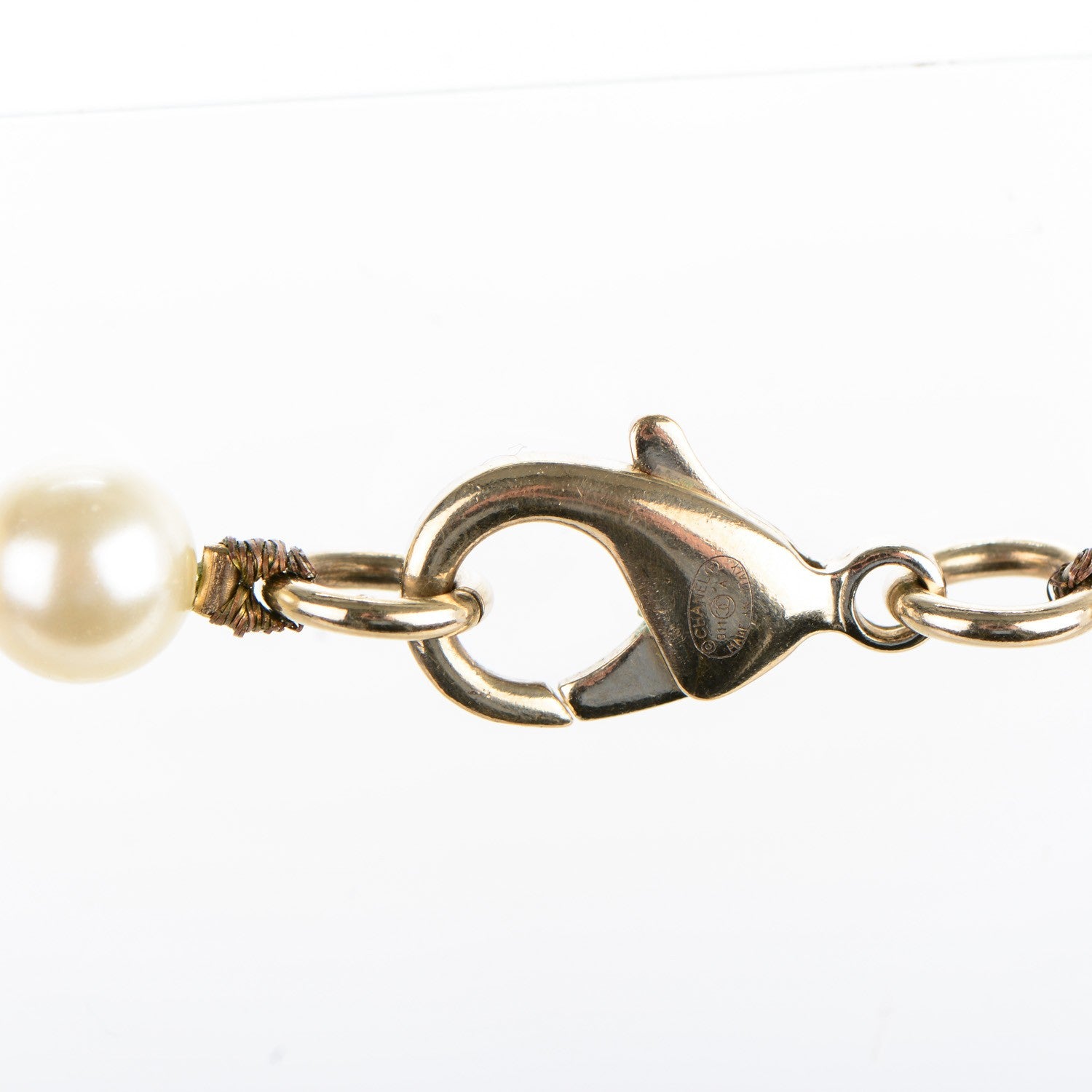 Chanel Graduated Pearl Crystal CC Long Necklace Gold 4 of 5